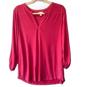 J. Jill Pink Long Sleeve V Neck Stretchy Thin Lightweight Top Size M